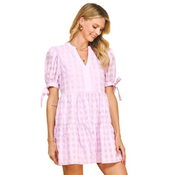 Pinch Tiered Puff Sleeve Mini Sundress - Picture 8 of 11